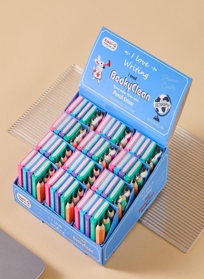 Parshya Eraser for Kids Mini Pencil or Book Shape Erasers Set for Kids, Kawaii Eraser Set Cute Rubber for Kid Students School Office Stationery Pack of 4 Book 3 Pencil Eraser (Book and Pencil Eraser) - Image 2